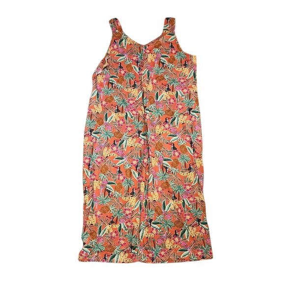 Cuddl Duds Jumpsuit Womens Plus Size 3X Orange Floral Tropical Pineapple Hawaii - Picture 7 of 7